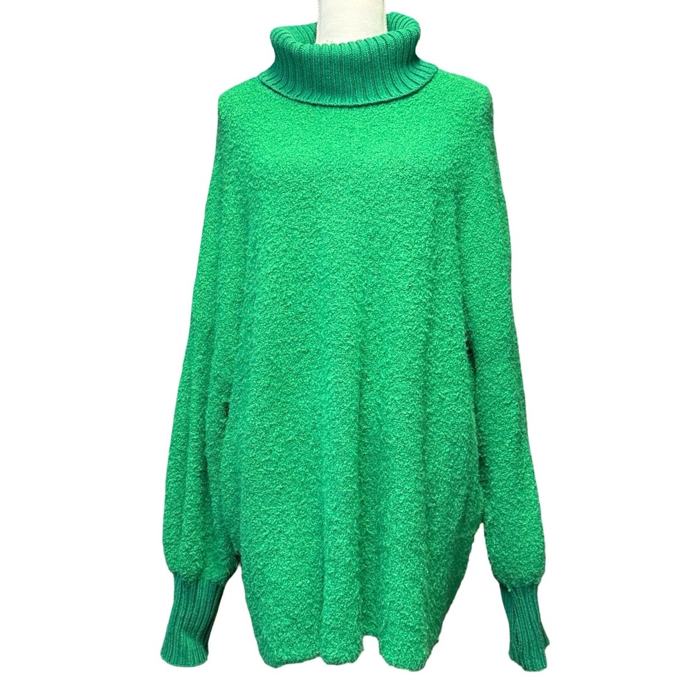 Aerie‎ oversized green turtleneck sweater chunky knit cozy slouchy